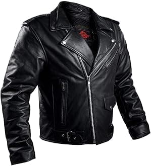 Alpha Leather Motorcycle Jacket With Armor for Men - Brando Cafe Racer Biker Jacket - 4 Season Riding Jacket With Concealed Carry (CCW), Protective Armor and Mesh - 2XL - Black