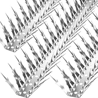 Bird Spikes, 60 Feet Stainless Steel Bird Control Spikes for Outside, Pigeon and Squirrel Blocking Spikes, for Garden Fence Roof and Window - 60 Strips Covers 18m