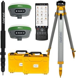 IMU RTK GPS Survey EQUIPEMNT 1cm Accuracy Kilometers Distance Between SMA26 PRO RTK Rover and RTK Base, 0-30° Tilt Surveying, NOAA Certificated (Include Tripod, Pole&Tribrach)