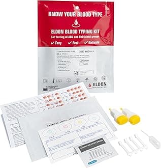 Eldoncard INC Blood Type Test (Complete KIT) - Find Out if You are A, B, O, AB & RH- Results in Minutes - Air Sealed Envelope, Safety Lancet, Micropipette, Cleansing Swab - 1 Pack