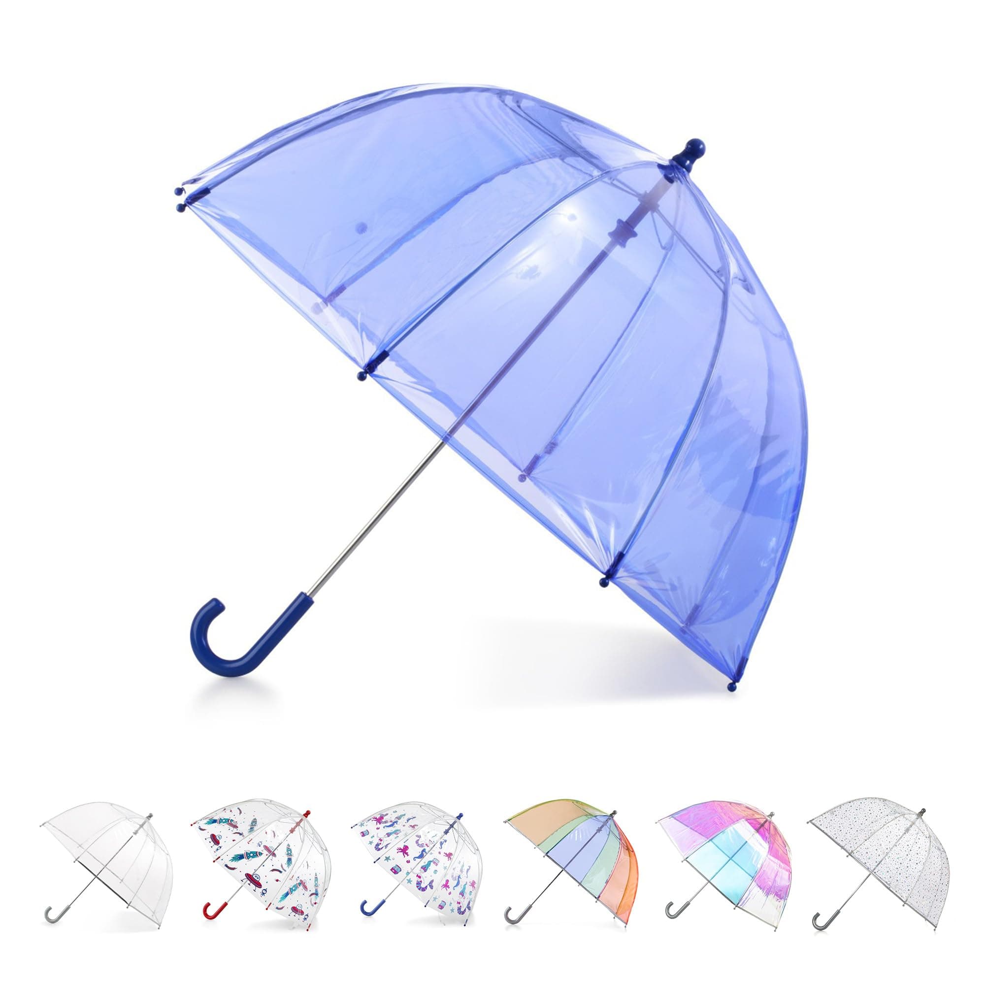 totes Kids Clear Lightweight Dome Canopy Bubble Umbrella with Wind and Rain Protection