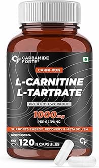 Carbamide Forte L-Carnitine L-Tartrate 1000mg Capsules for Men & Women | Pre Workout Supplement - 120 Veg Capsules