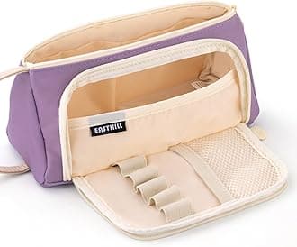 EASTHILL Pencil Case Large Capacity Pencil Pouch School Suppies Pen Case Simple Stationery College Office Organizer for Girls Adults - Purple