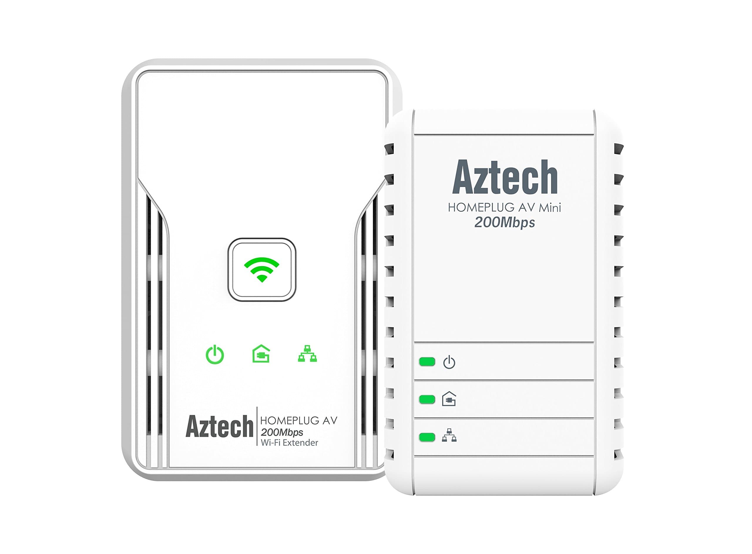Aztech HomePlug AV Powerline Wireless-N 150 Mbps Extender Kit (HL113E/HL113EW)…