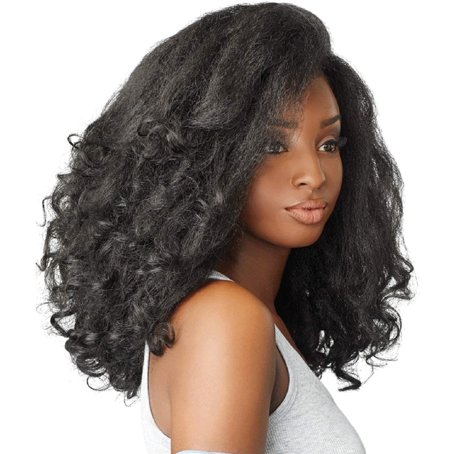 Curls Kinksandco Half Wig - Rain Maker Instant Weave Drawstring Cap for Natural 3C to 4C Hair Textures (1B OFFBLACK)