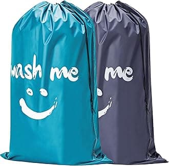 HOMEST 2 Pack XL Wash Me Travel Laundry Bag, Dirty Clothes Organizer, Large Enough to Hold 4 Loads of Laundry, Easy Fit a Laundry Hamper or Basket