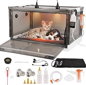 Puppy with Heating and Oxygenator-Incubator for Puppies and Kittens Pet Incubator for Puppies with Pet Bed Mat Dog Incubator with Temperature Control (85L)