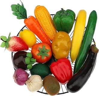 16 Pcs Fake Vegetables,Realistic Artificial Vegetable and Fruits for Decoration,Fake Veggies Garlic Eggplant Bell Peppers Props Display