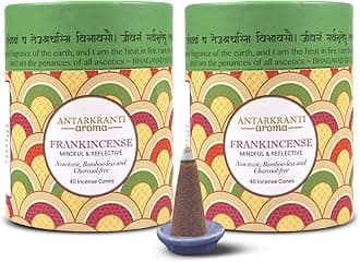 Sacred Life Dry Dhoop Frankincense | Pack of 2 | Contains- 80 Incense Cones | Burning Time 35 Minutes | Low Smoke Dhoop for Pooja | 100% Organic & Charcoal Free | Aromatherapy | Meditation | Yoga