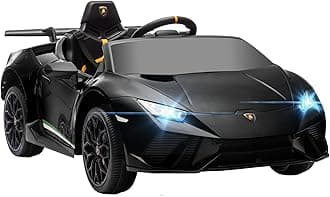 Lamborghini Huracan Licensed 12V Electric Car for Kids, Battery Powered Ride on Car with Parent Remote Control, Spring Suspension, Transport Wheel, Soft Start, LED Lights, Music, Black