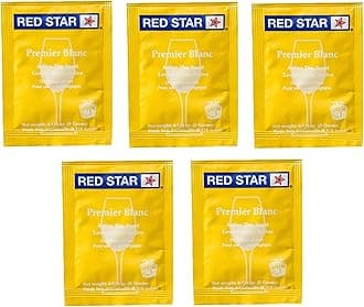 North Mountain Supply - RS-PB-5 Red Star Premier Blanc Wine Yeast - Pack of 5 - with Freshness Guarantee, Yellow