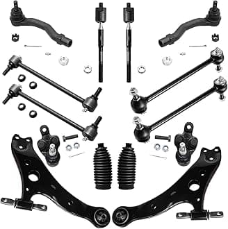 Detroit Axle - Front Lower Control Arms w/Ball Joints, Sway Bars, Outer Tie Rods, Inner Tie Rods and Tierod Boots for 2002 2003 Toyota Camry Lexus ES300-14pc Set