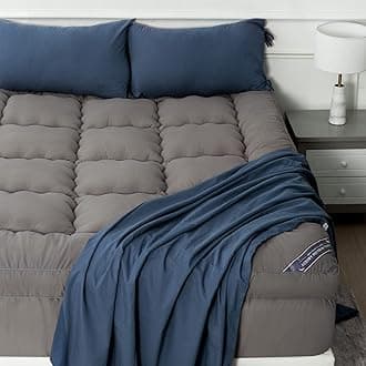 Marine Moon Mattress Topper King Cooling Bed Topper, Extra Thick Soft Mattress Pad Cover, Plush Hotel Quality Down Alternative Pillow Top Mattress Topper for Back Pain Relief with Deep Pocket, GreyOEKO-TEX STANDARD 100