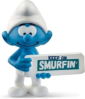 SCHLEICH 20843 Smurf with Sign (Keep on Smurfin'), from 3 years the Smurfs - Figurine, 5 x 3 x 5 cm