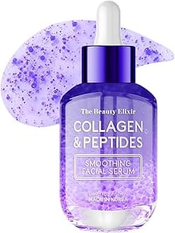 Beauty Elixir Collagen and Peptide Serum for Face: Anti-Aging, Moisturising and Repairing Treatment for Fine Lines, Korean Skin Care, Collagen and