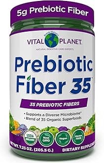 Vital Planet - Fiber 35 Powder Diverse Fiber Supplement for Dietary Support and Occasional Constipation with 35 Prebiotic Fibers and 35 Organic Superfoods to Maintain Bowel Regularity, 6.77 oz