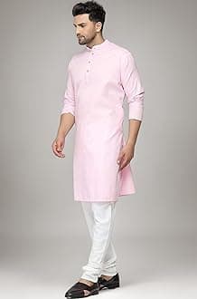 Multi Colored Cotton Plain Men's Ethnic Kurta Only