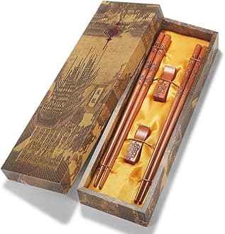 Chopstick Reusable Chinese style Chopsticks with Holder and Carrying Bag Chinese Traditional Stylish Gift Set（2 Pairs）