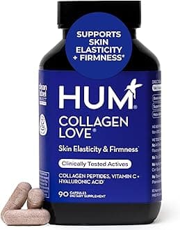 HUM Collagen Love Skin Supplement, Collagen Peptides Capsules with Hyaluronic Acid & Vitamin C, Supports Firm Skin & Helps Minimize Signs of Aging, Supplements for Women and Men, 90 Capsules