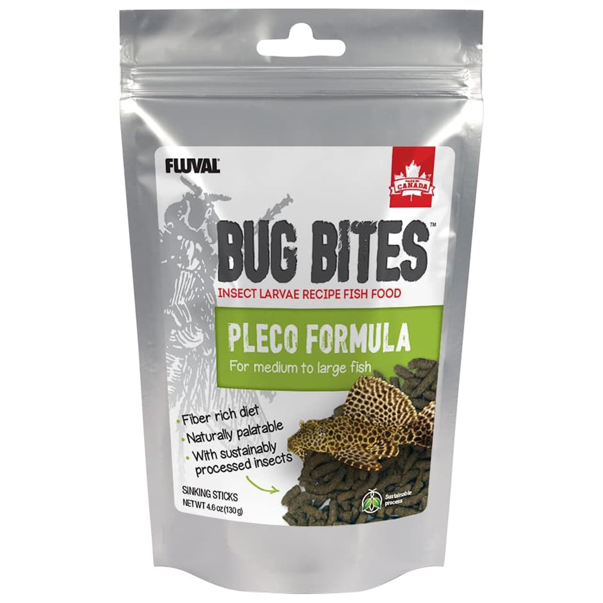 Fluval Bug Bites Bottom Feeder Fish Food, Sticks for Medium to Large Sized Fish, 4.59 oz., A6587