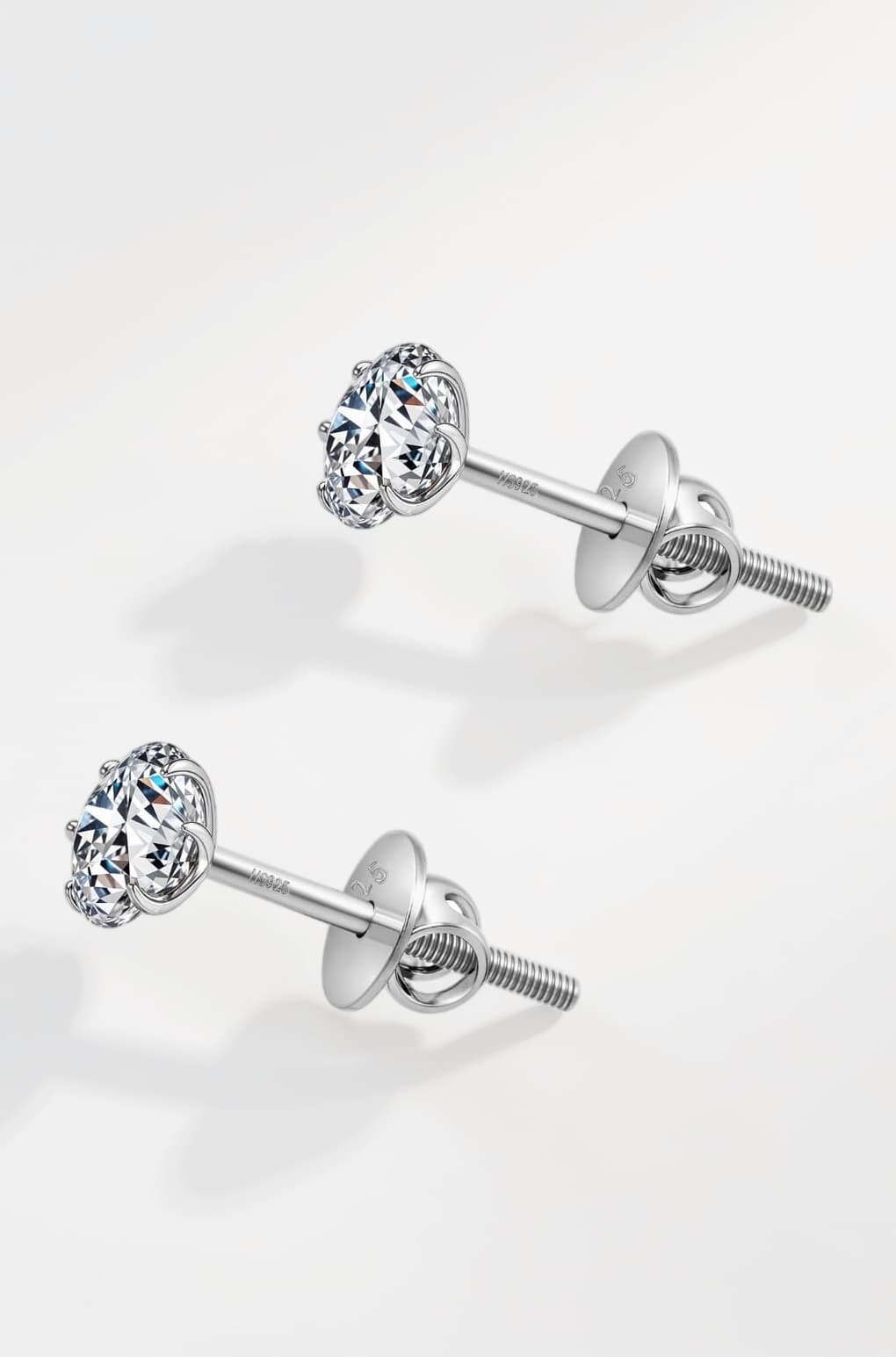 925 Silver Solitaire Screwback Stud Earrings | 92.5 Sterling Silver & Round Brilliant Cubic Zirconia Tops for Men Women