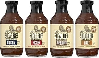 Sugar Free, BBQ Sauce Variety Pack - Original, Honey, Maple Brown and Hickory, Gluten Free Sauces, Sugar Free BBQ Sauces - 18 Oz (4-Pack)