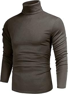 Poriff Men's Casual Slim Fit Basic Tops Knitted Thermal Turtleneck Pullover Sweater