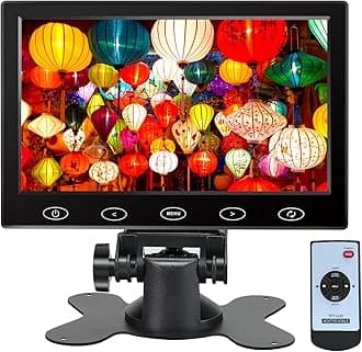 7" FHD Security Monitor with Remote, PC Monitor (VGA, HDMI, BNC, AV, USB), Built-in Speaker, 178 Wide Angle