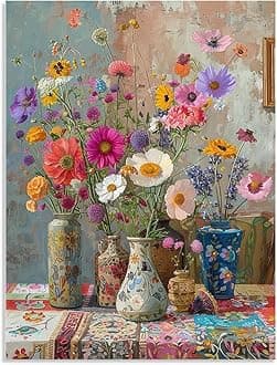 Tiwabb Stamped Cross Stitch Kits for Adults - Flower Embroidery Kits for Beginners, 11 CT Patterns, 12 x 16 inch