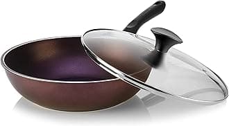 Art Collection 12" Wok/Stir-Fry Pan with Glass Lid, Coated 5 times with New Safe Teflon Select (PFOA Free), Made in Korea, (30cm), Purple