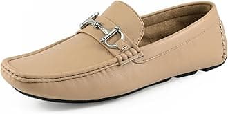 Amali Walken Men's Casual Slip-On Loafers, Driving Moccasin Shoes for Men with Silver Buckle, Available in Plush Microfiber and PU Leather