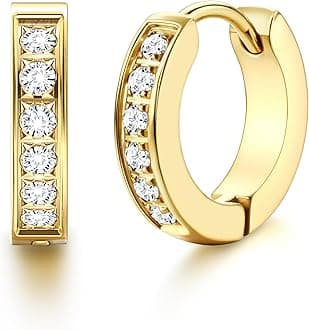 316L Stainless Steel Hoop Earrings for Men Women Hypoallergenic Cubic Zirconia Silver/Black/Gold Hoop Huggie Cartilage Earrings for Women Men Hoops 13 mm 20 mm