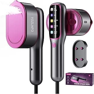 Travel Steamer for Clothes Adequate Portable: 2-in-1 Mini Handheld Garment Steamer Iron - 15s Heat Up & 5 Adjustable Steam - Large Ceramic Panel - 110-120V