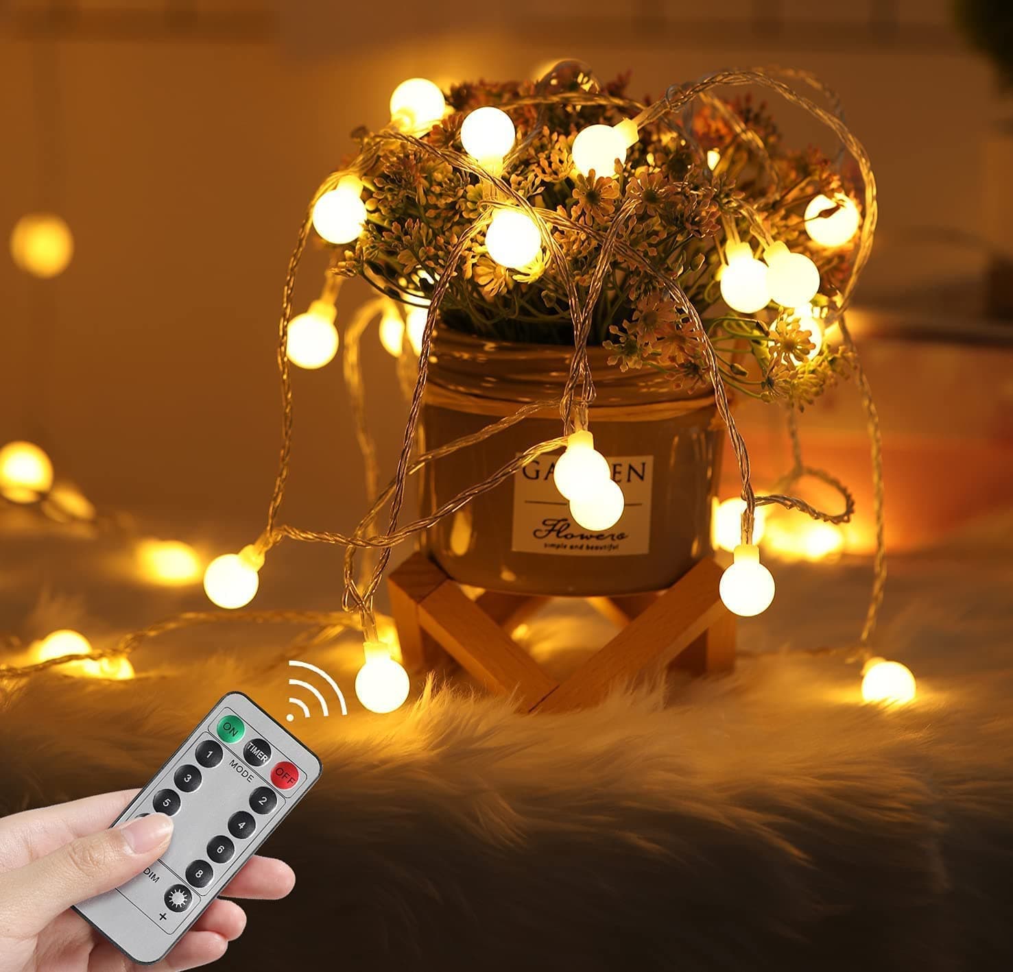 Globe String Lights - OxyLED 49x2 FT 100x2 LED Fairy Lights with Remote Outdoor Indoor Festoon Lights Battery Powered 8 Modes for Christmas Holiday Rooms Patio Gazebo and Wedding Decor Warm White [Energy Class A+++]