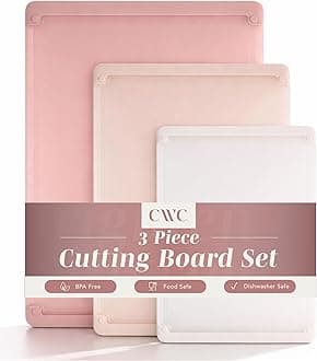 Extra Large Cutting Board Set, Jumbo-Sized Boards with Rubber Border for Enhanced Cooking Experience, 3-Piece, Pink