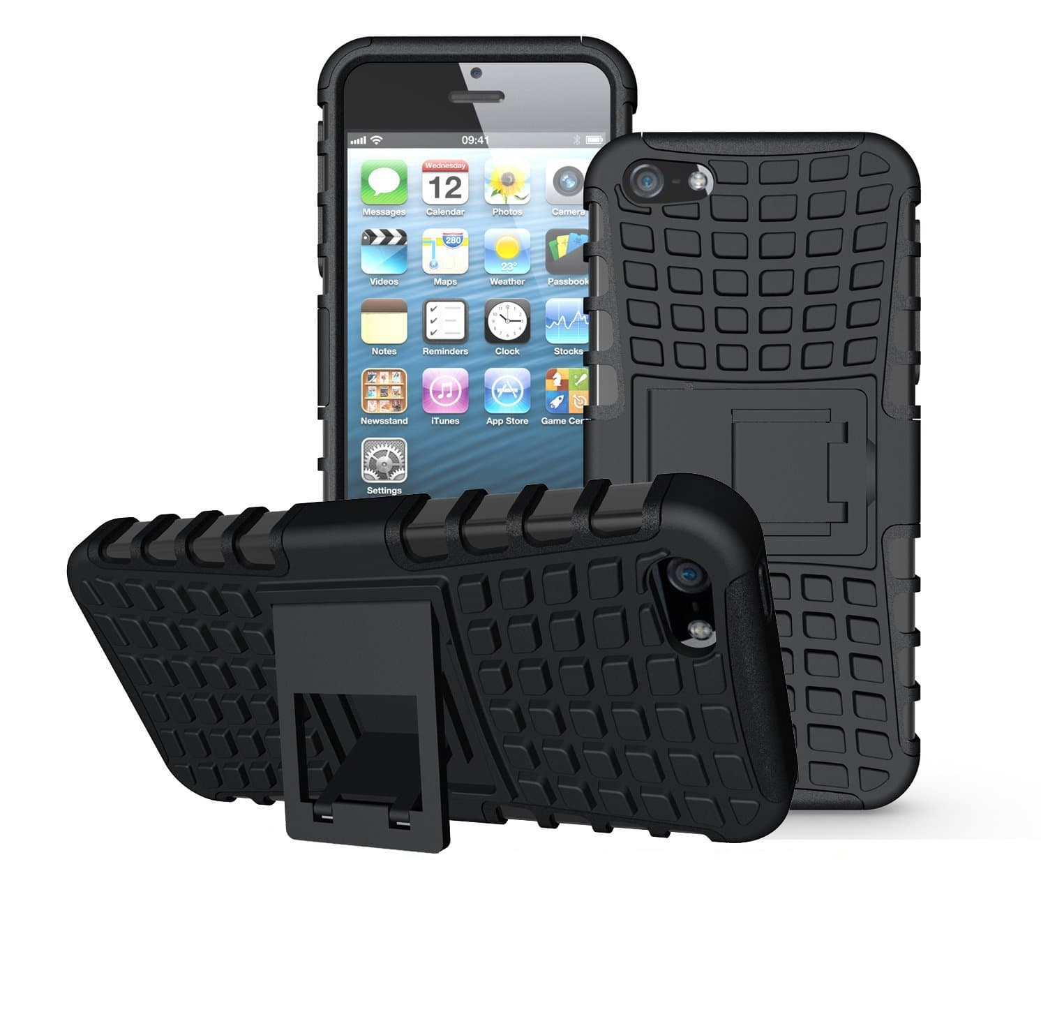 iPhone SE Case,Caseshow iPhone SE Hard Case Cover - Tough Rugged Dual Layer Protective Case with Kickstand for Apple iPhone SE 4.0 inch(black)