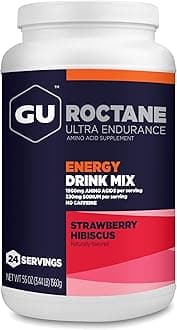 Roctane Ultra Endurance Energy Drink Mix, Vegan, Gluten-Free, Kosher, and Dairy-Free n-The-Go Energy for Any Workout, Strawberry Hibiscus, 3.44 lb. Canister (24 Servings)