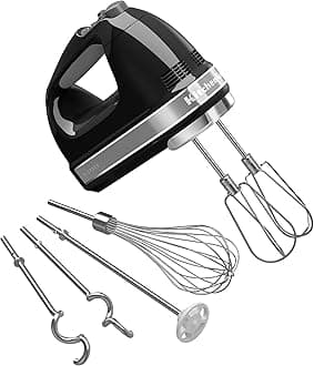 KitchenAid 9-Speed Digital Hand Mixer with Turbo Beater II Accessories and Pro Whisk - Onyx Black