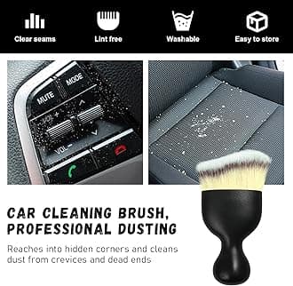 Ziciner Car Detailing Brush, Curved Soft Bristles Auto Removal Dust Collectors, Universal Vehicle Dashboard, Air Conditioner Vents, Computer etc Interior Cleaning Tool Accessory (Beige, 1Pcs)