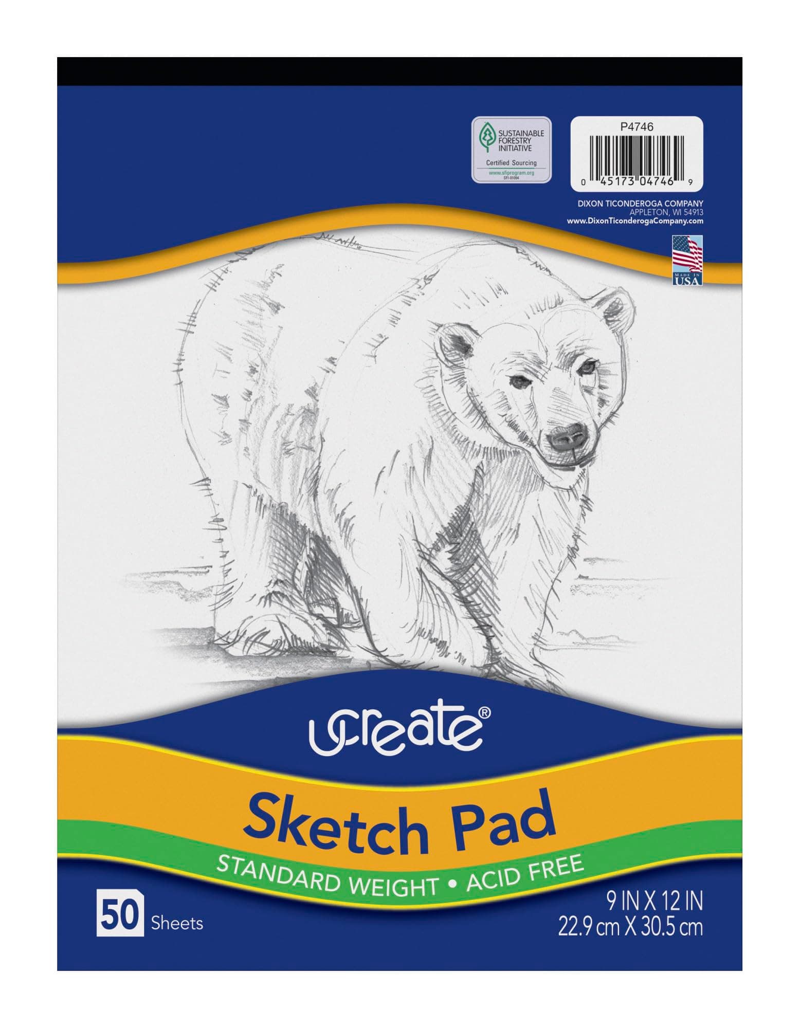 Sketch Pad, Standard Weight, 9" x 12", 50 Sheets