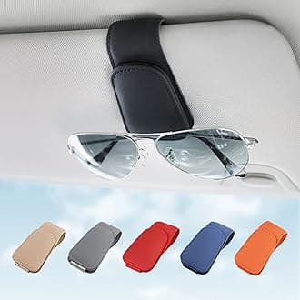 - Sunglass Holder for Car Sun Visor, Magnetic Sunglasses Clip, Leather Glasses Eyeglass Holder and Ticket Card Clip, Auto Interior Accessories Universal for Car SUV Truck Pickup -Black