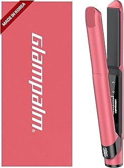 GLAMPALM GlamMuse 1" | All-Ceramic Flat Iron Infused with Vita-C, Salon Results with Less Heat Damage, Trusted by K-Pop Hair Stylists, Dual Voltage Hair Straightener, Silk Press | GP201T