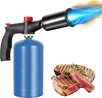Powerful Charcoal Torch Lighter Cooking Torch Flame Adjustable Sous Vide Cooking Gadgets Flame Thrower Meater Gun Lighter Propane Torch for Searing Steak