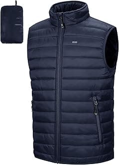 Men's Lightweight Gilet, Packable Quilted Puffer Padded Vest Outerwear, Body Warmer Windproof Sleeveless Jacket for Golf Running Hiking Horse Riding