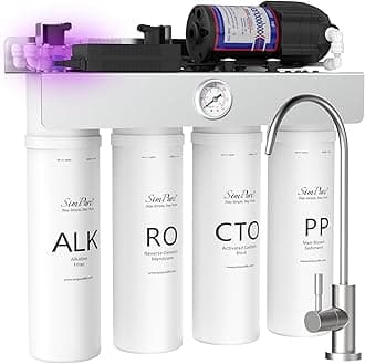T1-400ALK Alkaline UV Reverse Osmosis System, NSF/ANSI 58 Certified, Tankless RO Water Filter System 400 GPD, pH+ Remineralization Water Filtration Under Sink, BPA Free, Built-in Pump