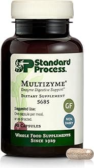 Standard Process Multizyme - Pancreatic Enzyme Supplement to Support the Breakdown of Proteins, Carbohydrates & Fats - Digestive Support - Gluten-Free, Non-Dairy & Non-Soy - 90 Capsules (90 Servings)