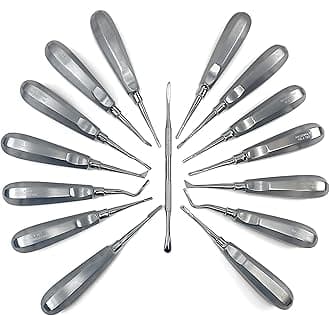 DEXA DENTAL Root Elevator Set – Luxating Periotome, Apical Molt Osteotome, Root Extraction Instruments, Professional Oral Implant Tools - 15 Pcs