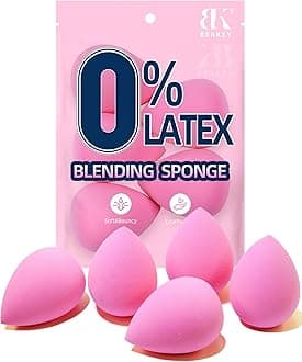 BEAKEY Latex-Free Blender Makeup Sponge for Blending, Pink Makeup Sponges Set, Soft Beauty Sponge, for Flawless Application of Liquid, Cream, and Powder Cosmetics
