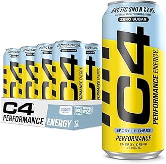 Carbonated Zero Sugar Energy Pre Workout Drink + Beta Alanine, (NEW) Sparkling Arctic Snow Cone, 16 Fl Oz, Pack of 12