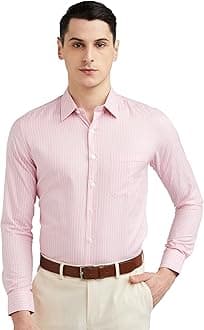 Louis Philippe Men's Easy to Iron Everyday wear Premium Cotton Full Sleeve Stripe Formal Shirt